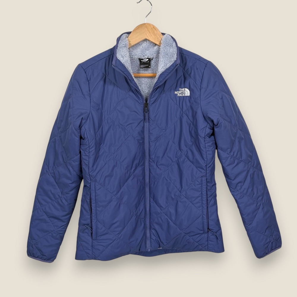 The North Face Tamburello 2 Quilted Jacket Women XS Blue Fleece Lined Full Zip